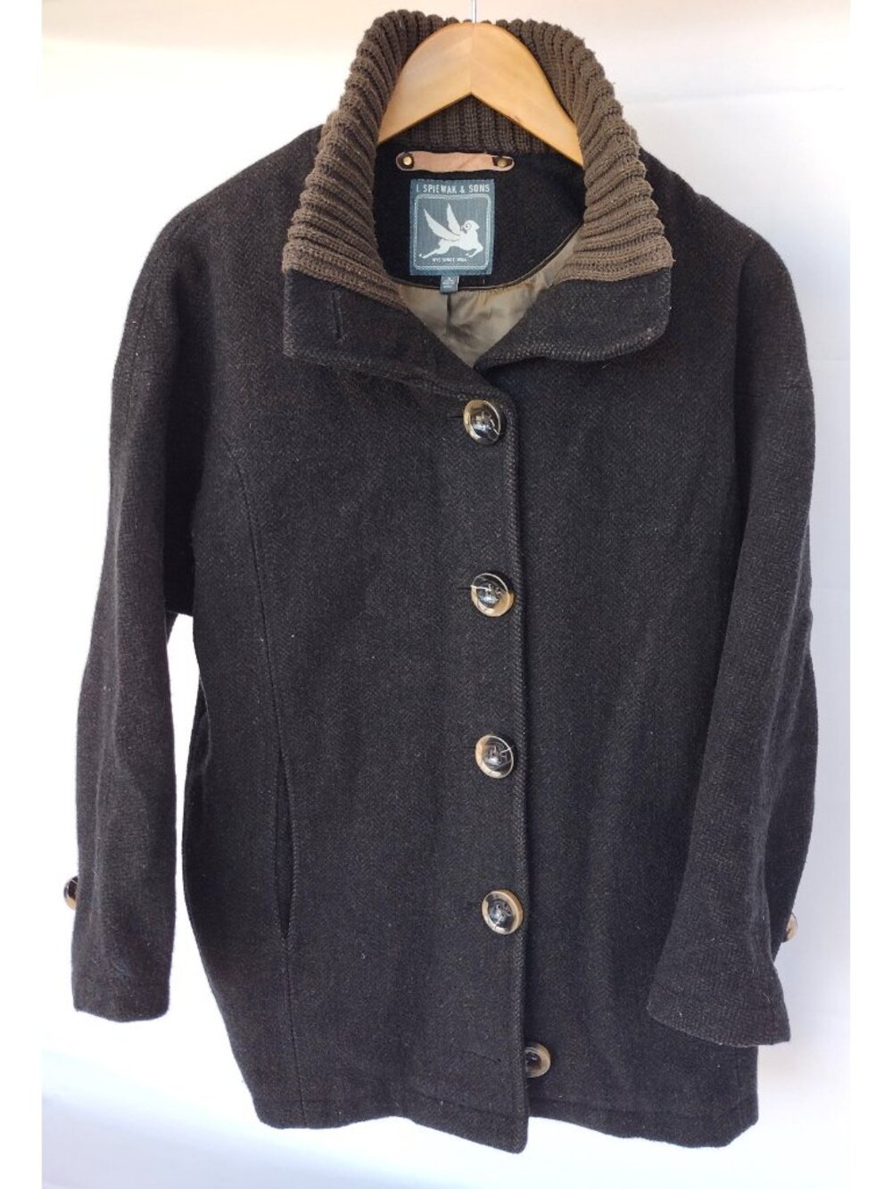 Spiewak and Sons Brown Herringbone Wool Blend Coat Size Small